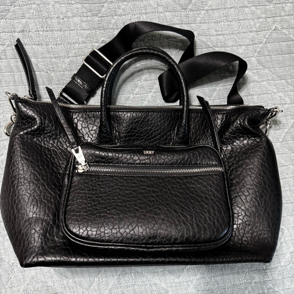 DKNY Abby Th Satchel, Black/Silver